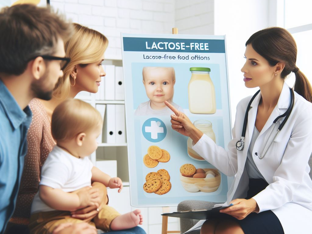 A doctor explaining a family about lactose intolerance