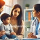 Pediatrician consulting with a parent and child about stomach flu symptoms and treatment.