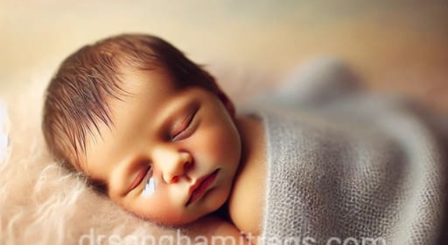 Newborn baby peacefully sleeping during the first week of life